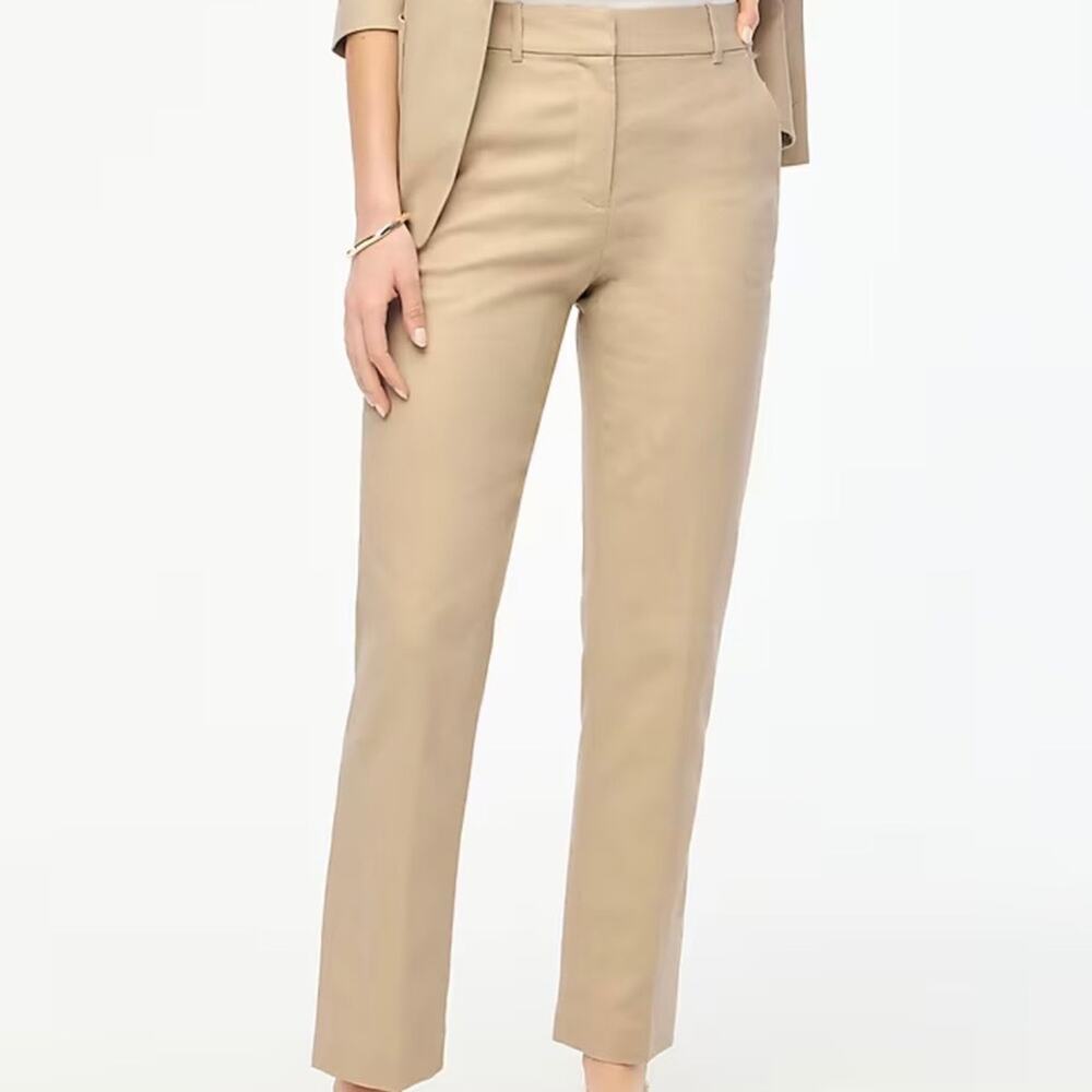 NWT J. Crew Kallie Stretch Linen Blend Straight Leg Pants Tan Size 10